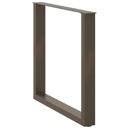 Gambe per tavolo da pranzo a forma di U 3 pz in acciaio naturale 90x(72-73) cm