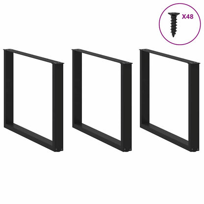 Gambe per tavolo da pranzo a forma di U 3 pz nere 100x(72-73) cm in acciaio
