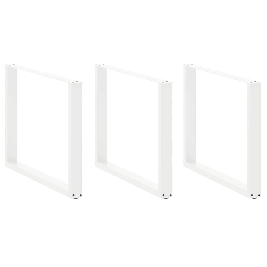 Gambe per tavolo da pranzo a forma di U 3 pz bianche 100x(72-73) cm in acciaio