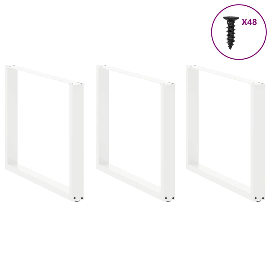 Gambe per tavolo da pranzo a forma di U 3 pz bianche 100x(72-73) cm in acciaio