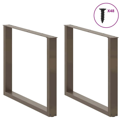 Gambe per tavolo da pranzo a forma di U 3 pz in acciaio naturale 100x(72-73) cm