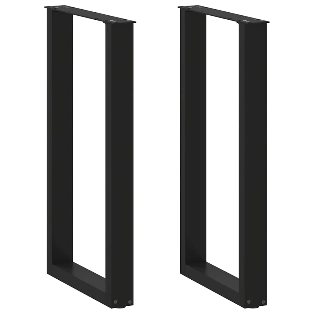 Gambe per tavolo da bar a forma di U 2 pz nere 40x(90-91) cm in acciaio