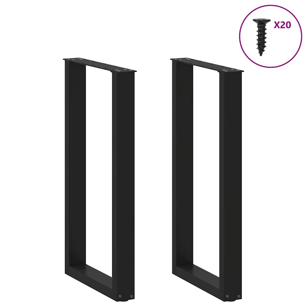 Gambe per tavolo da bar a forma di U 2 pz nere 40x(90-91) cm in acciaio
