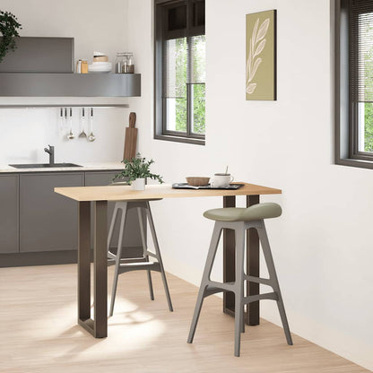Gambe per tavolo da bar a forma di U 2 pz in acciaio naturale 40x(90-91) cm