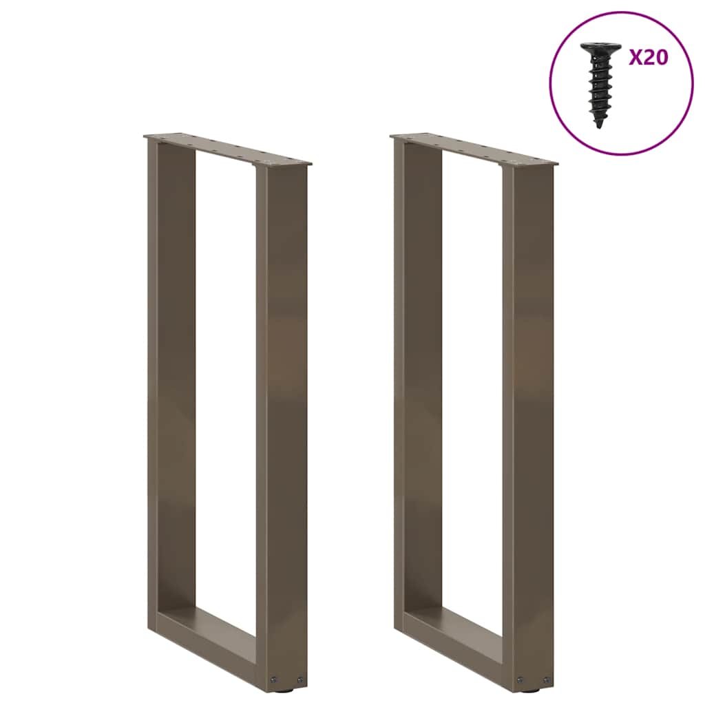 Gambe per tavolo da bar a forma di U 2 pz in acciaio naturale 40x(90-91) cm