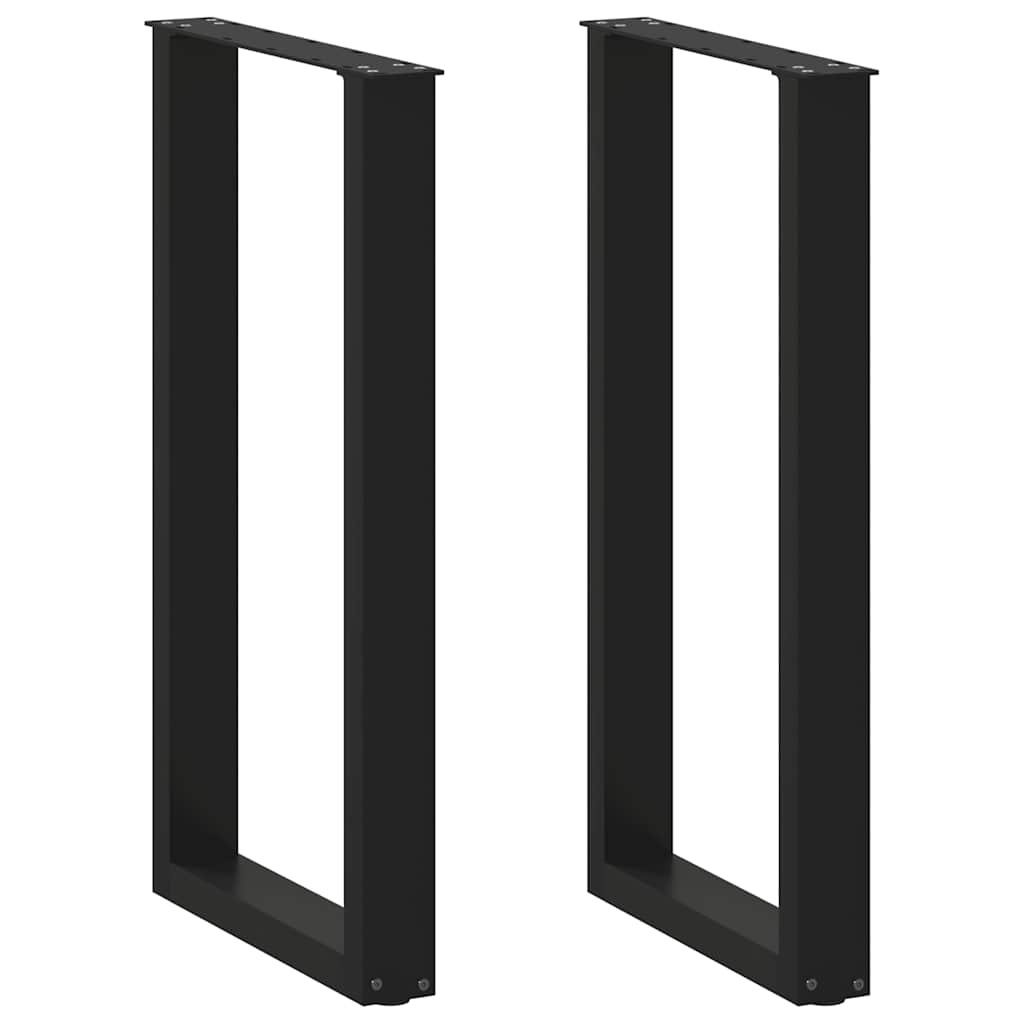 Gambe per tavolo da bar a forma di U 2 pz nere 50x(90-91) cm in acciaio