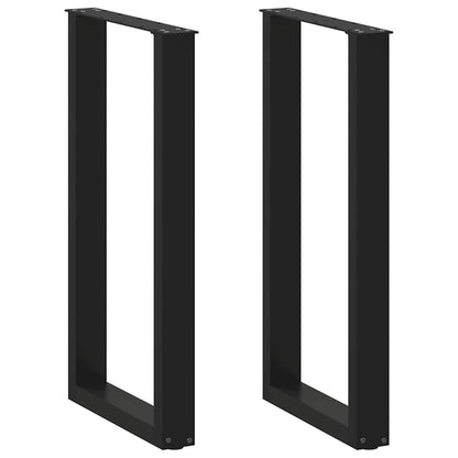 Gambe per tavolo da bar a forma di U 2 pz nere 50x(90-91) cm in acciaio