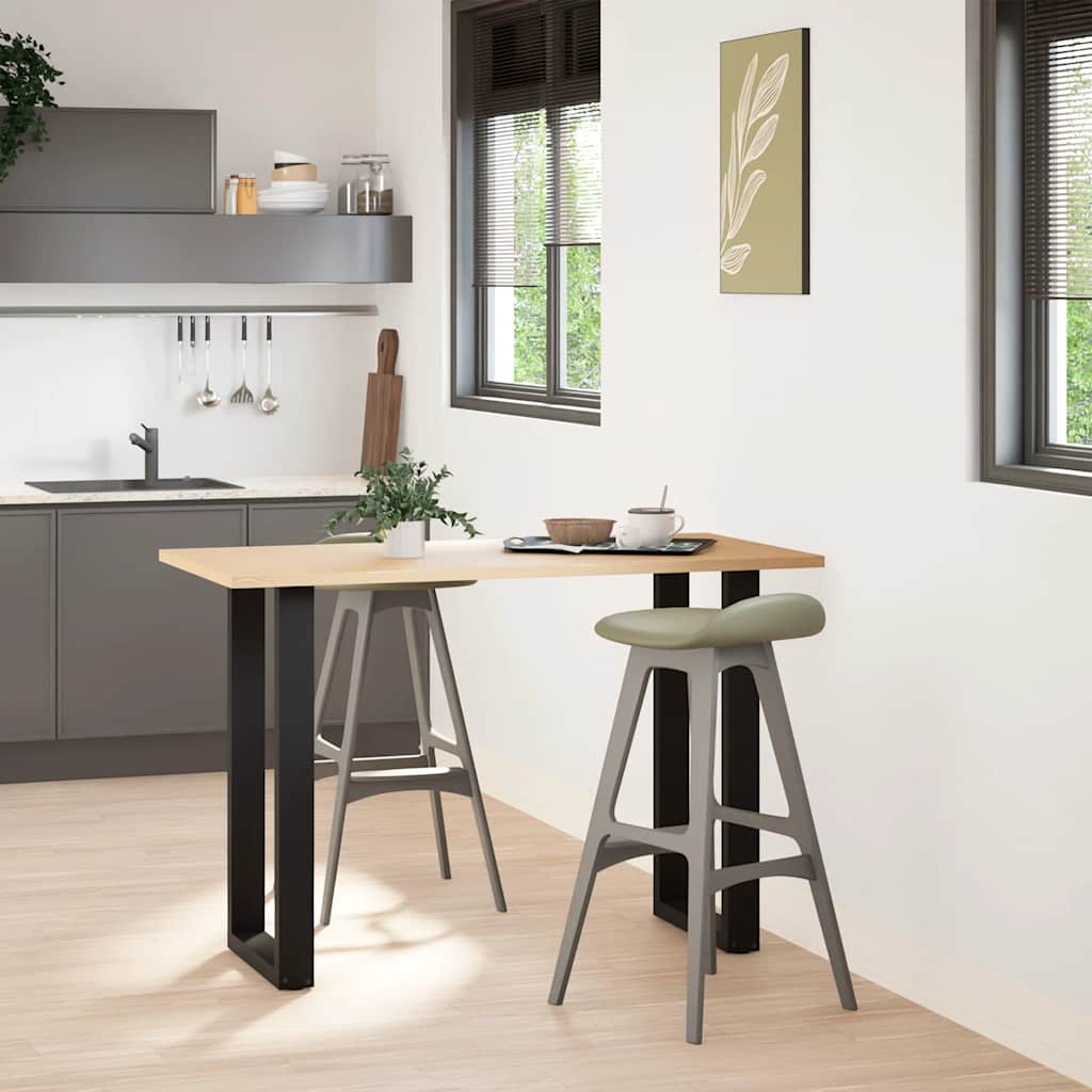 Gambe per tavolo da bar a forma di U 2 pz nere 50x(90-91) cm in acciaio