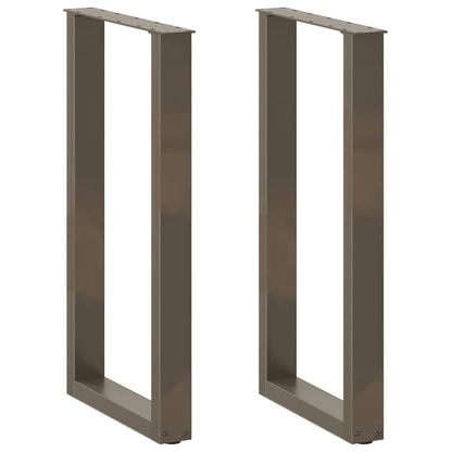 Gambe per tavolo da bar a forma di U 2 pz in acciaio naturale 50x(90-91) cm