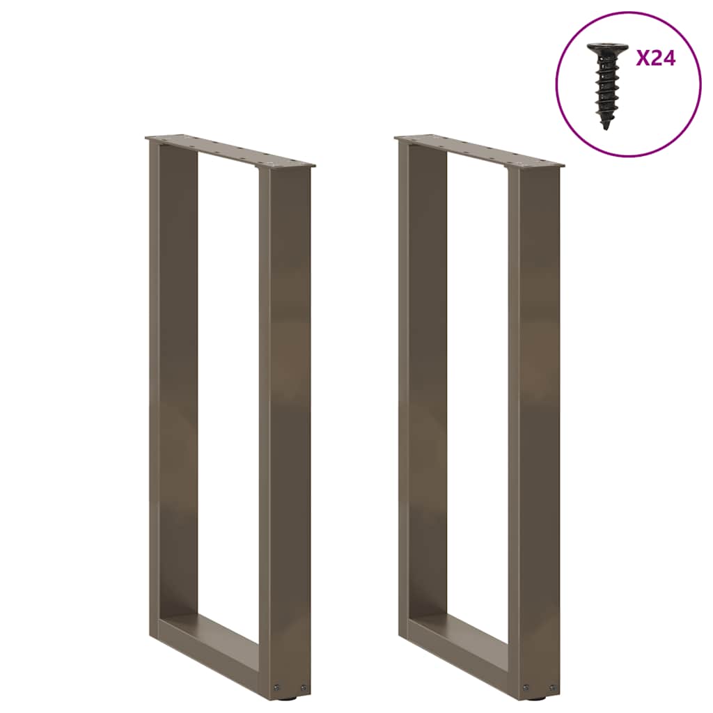 Gambe per tavolo da bar a forma di U 2 pz in acciaio naturale 50x(90-91) cm