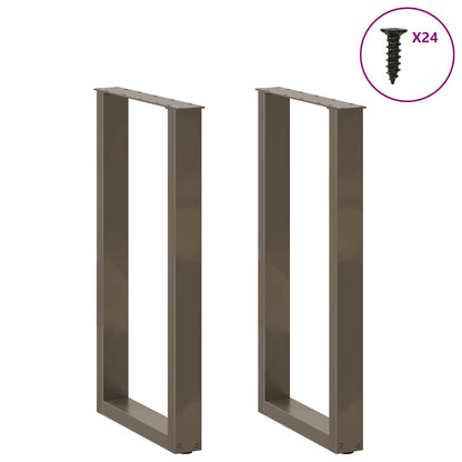 Gambe per tavolo da bar a forma di U 2 pz in acciaio naturale 50x(90-91) cm