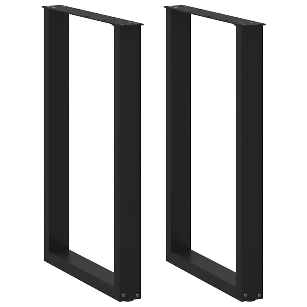 Gambe per tavolo da bar a forma di U 2 pz nere 60x(90-91) cm in acciaio