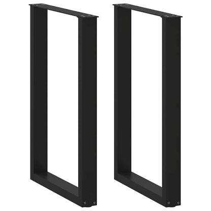 Gambe per tavolo da bar a forma di U 2 pz nere 60x(90-91) cm in acciaio