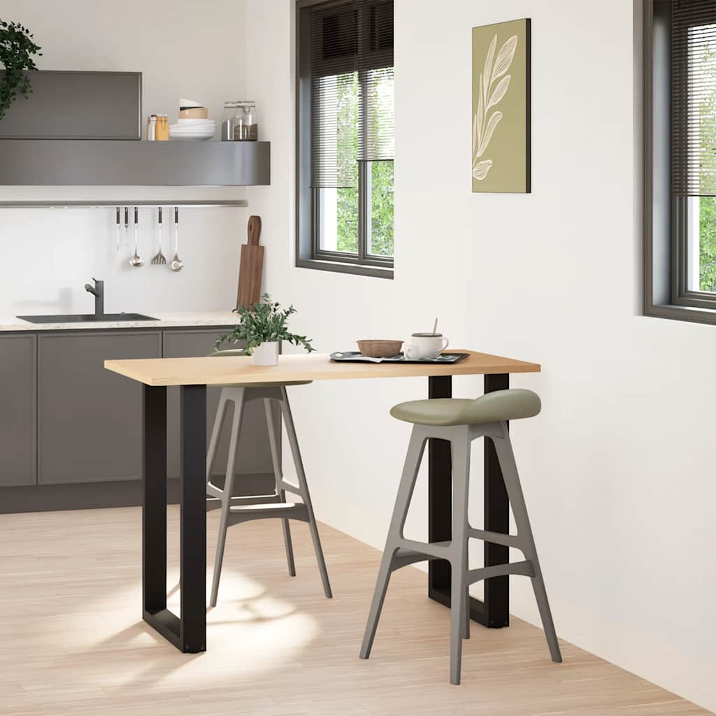 Gambe per tavolo da bar a forma di U 2 pz nere 60x(90-91) cm in acciaio