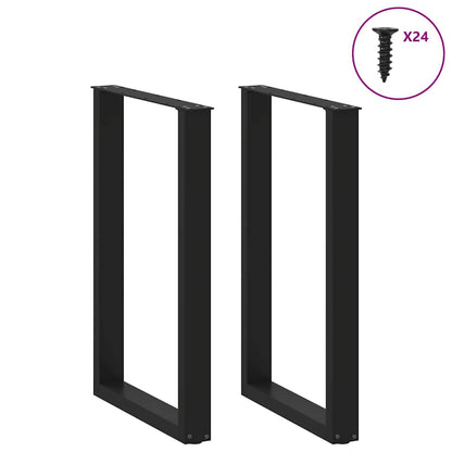 Gambe per tavolo da bar a forma di U 2 pz nere 60x(90-91) cm in acciaio