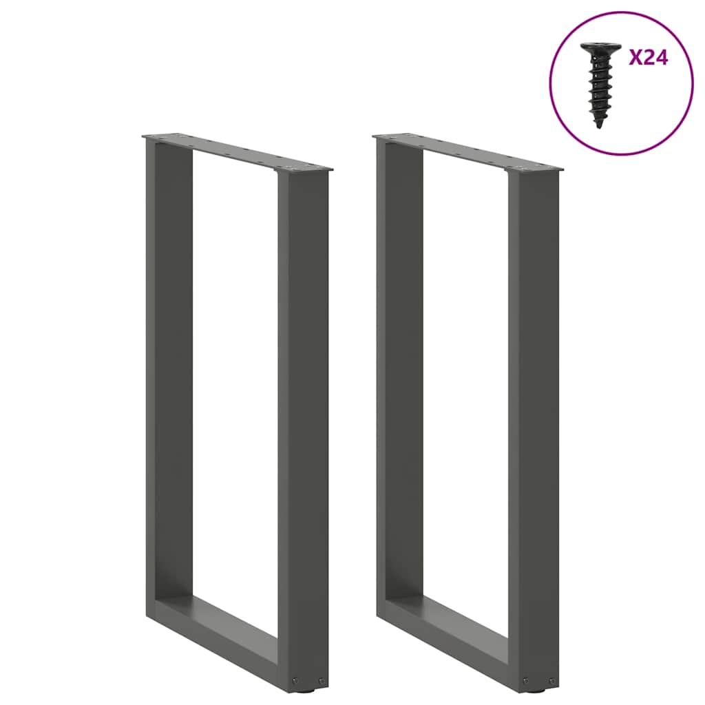 Gambe per tavolo da bar a forma di U 2 pz Antracite 60x(90-91) cm Acciaio