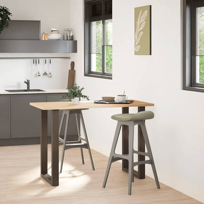 Gambe per tavolo da bar a forma di U 2 pz in acciaio naturale 60x(90-91) cm