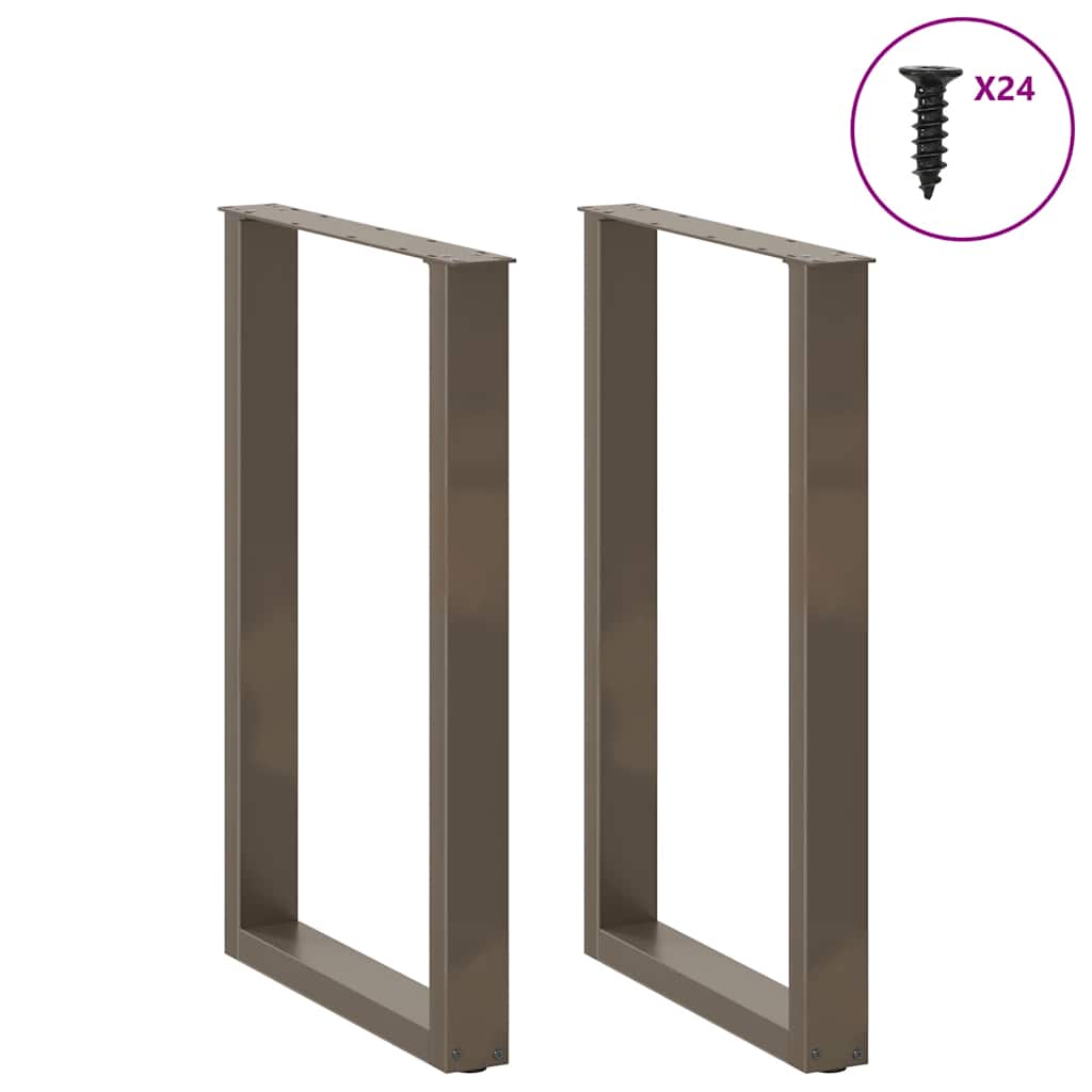 Gambe per tavolo da bar a forma di U 2 pz in acciaio naturale 60x(90-91) cm