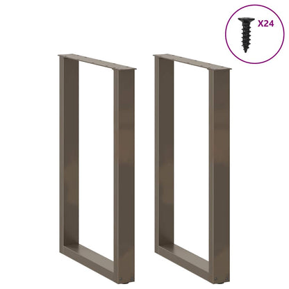 Gambe per tavolo da bar a forma di U 2 pz in acciaio naturale 60x(90-91) cm