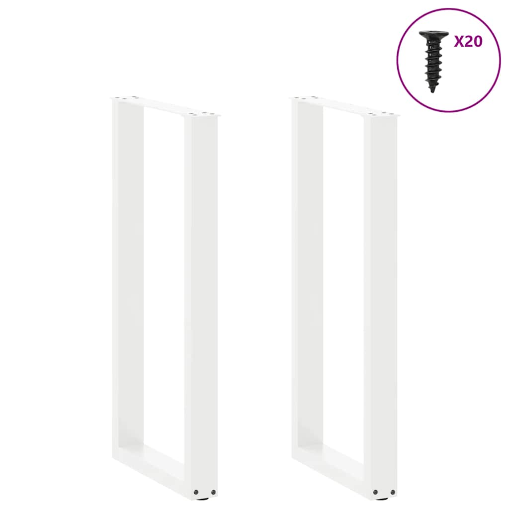 Gambe per tavolo da bar a forma di U 2 pz bianche 40x(100-101) cm in acciaio