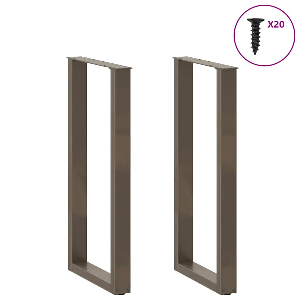 Gambe per tavolo da bar a forma di U 2 pz in acciaio naturale 40x(100-101) cm