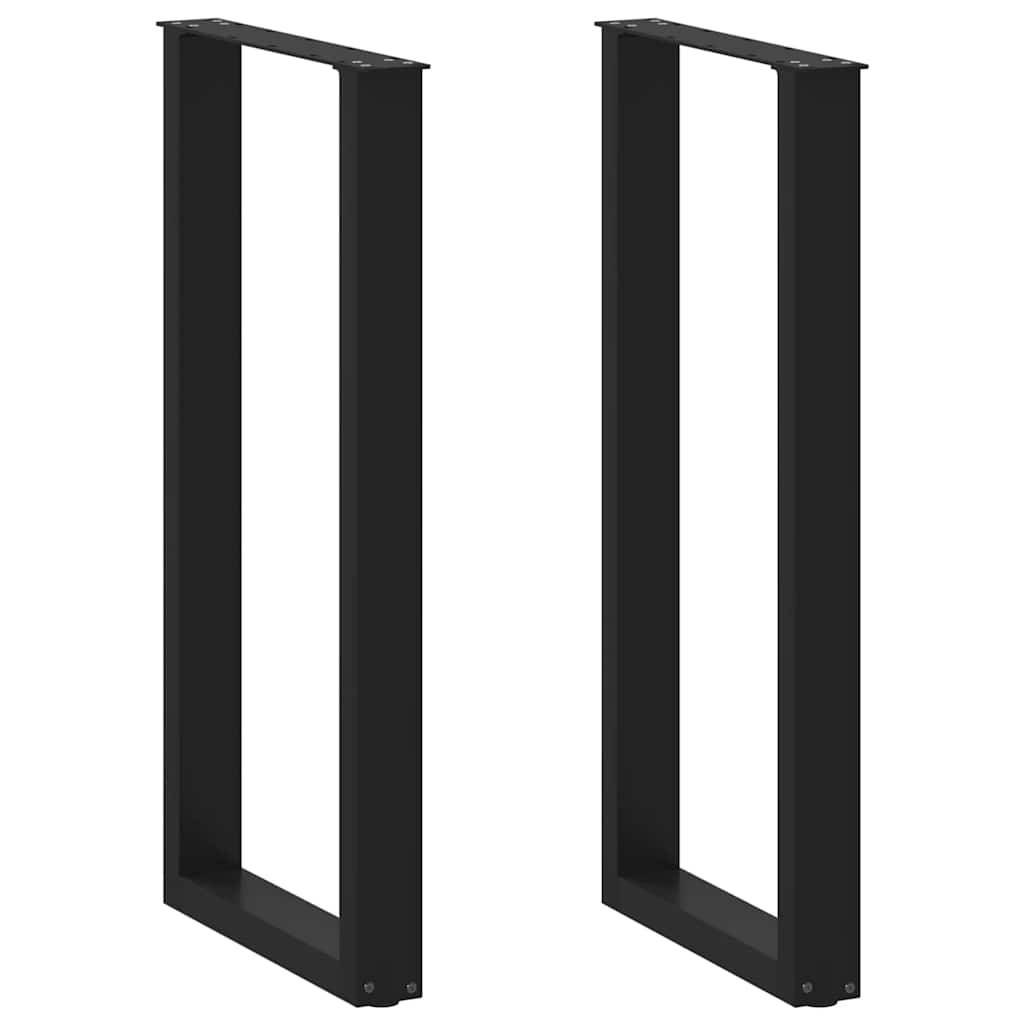 Gambe per tavolo da bar a forma di U 2 pz nere 50x(100-101) cm in acciaio