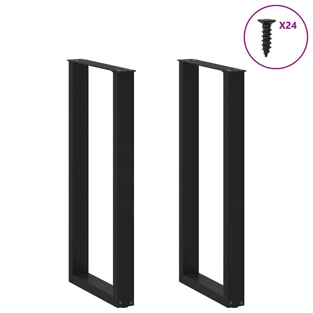 Gambe per tavolo da bar a forma di U 2 pz nere 50x(100-101) cm in acciaio