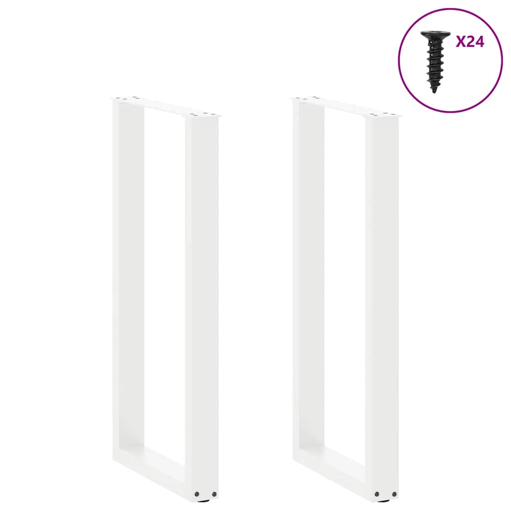 Gambe per tavolo da bar a forma di U 2 pz bianche 50x(100-101) cm in acciaio