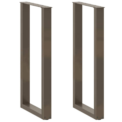 Gambe per tavolo da bar a forma di U 2 pz in acciaio naturale 50x(100-101) cm