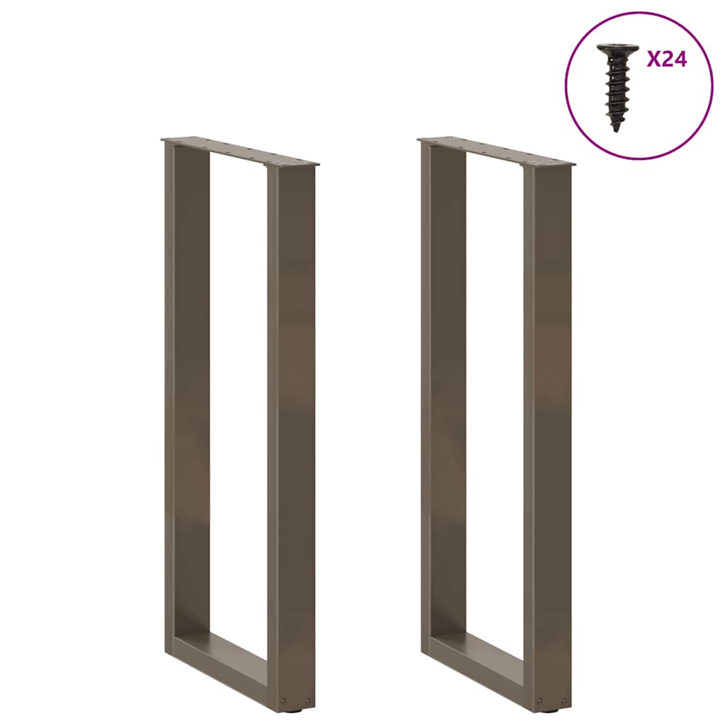 Gambe per tavolo da bar a forma di U 2 pz in acciaio naturale 50x(100-101) cm