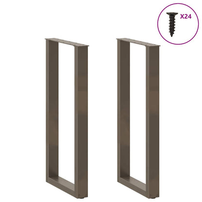 Gambe per tavolo da bar a forma di U 2 pz in acciaio naturale 50x(100-101) cm