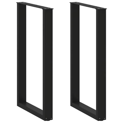 Gambe per tavolo da bar a forma di U 2 pz nere 60x(100-101) cm in acciaio