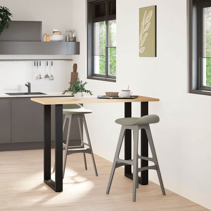 Gambe per tavolo da bar a forma di U 2 pz nere 60x(100-101) cm in acciaio