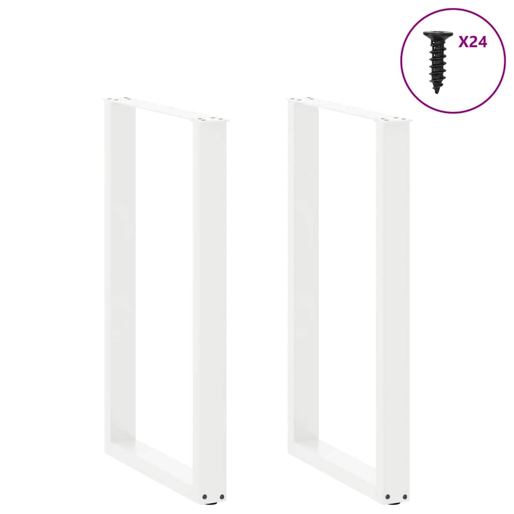 Gambe per tavolo da bar a forma di U 2 pz bianche 60x(100-101) cm in acciaio