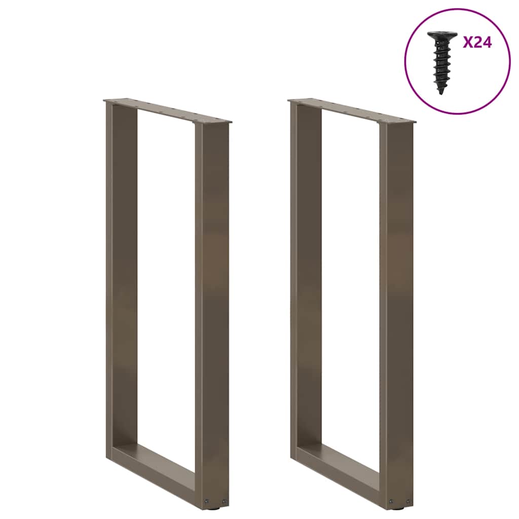 Gambe per tavolo da bar a forma di U 2 pz in acciaio naturale 60x(100-101) cm