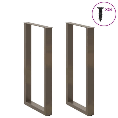 Gambe per tavolo da bar a forma di U 2 pz in acciaio naturale 60x(100-101) cm