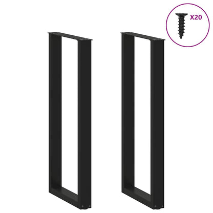 Gambe per tavolo da bar a forma di U 2 pz nere 40x(110-111) cm in acciaio
