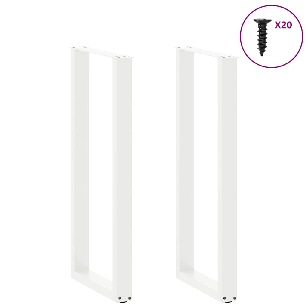 Gambe per tavolo da bar a forma di U 2 pz bianche 40x(110-111) cm in acciaio