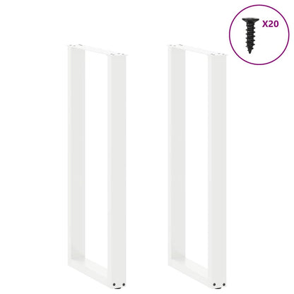 Gambe per tavolo da bar a forma di U 2 pz bianche 40x(110-111) cm in acciaio