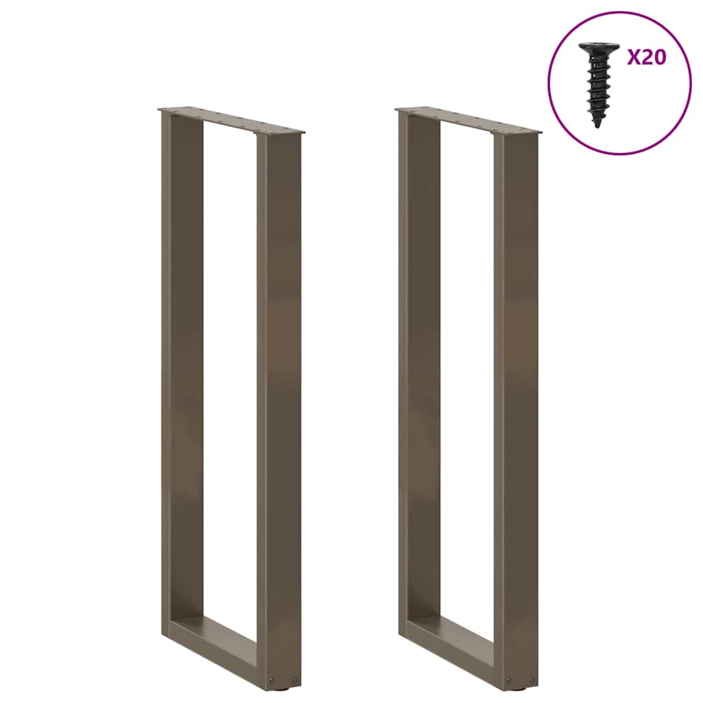 Gambe per tavolo da bar a forma di U 2 pz in acciaio naturale 40x(110-111) cm