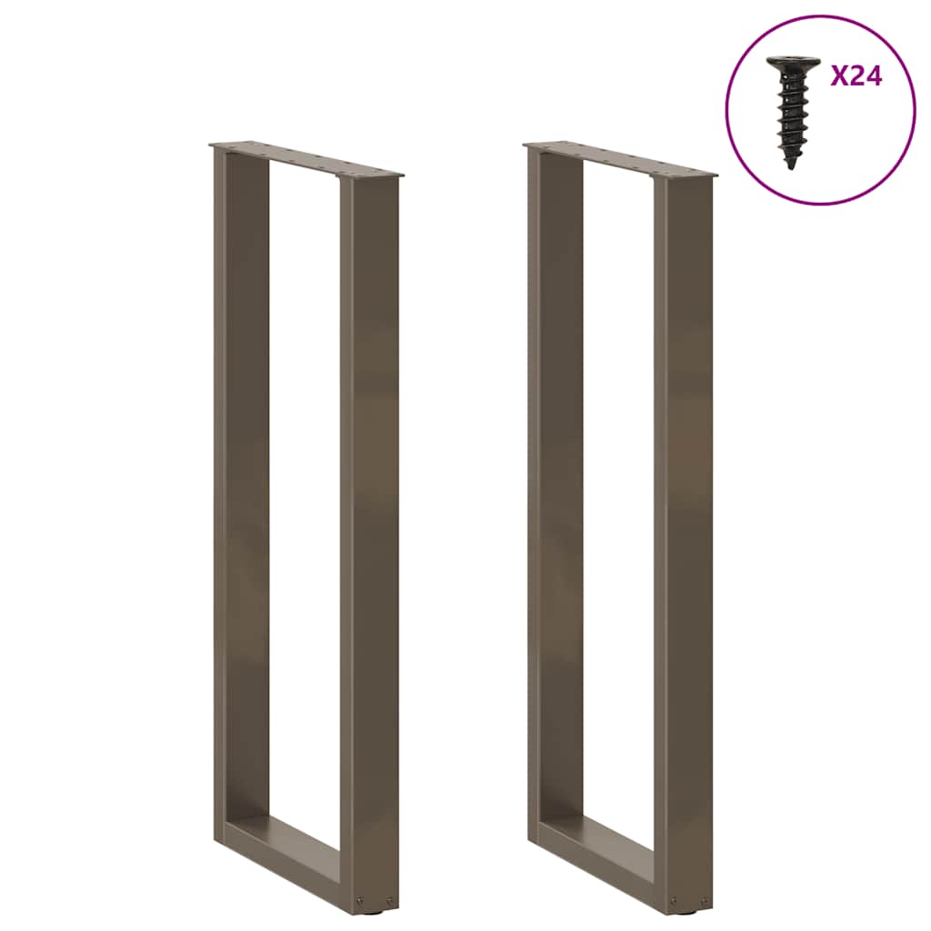 Gambe per tavolo da bar a forma di U 2 pz in acciaio naturale 50x(110-111) cm