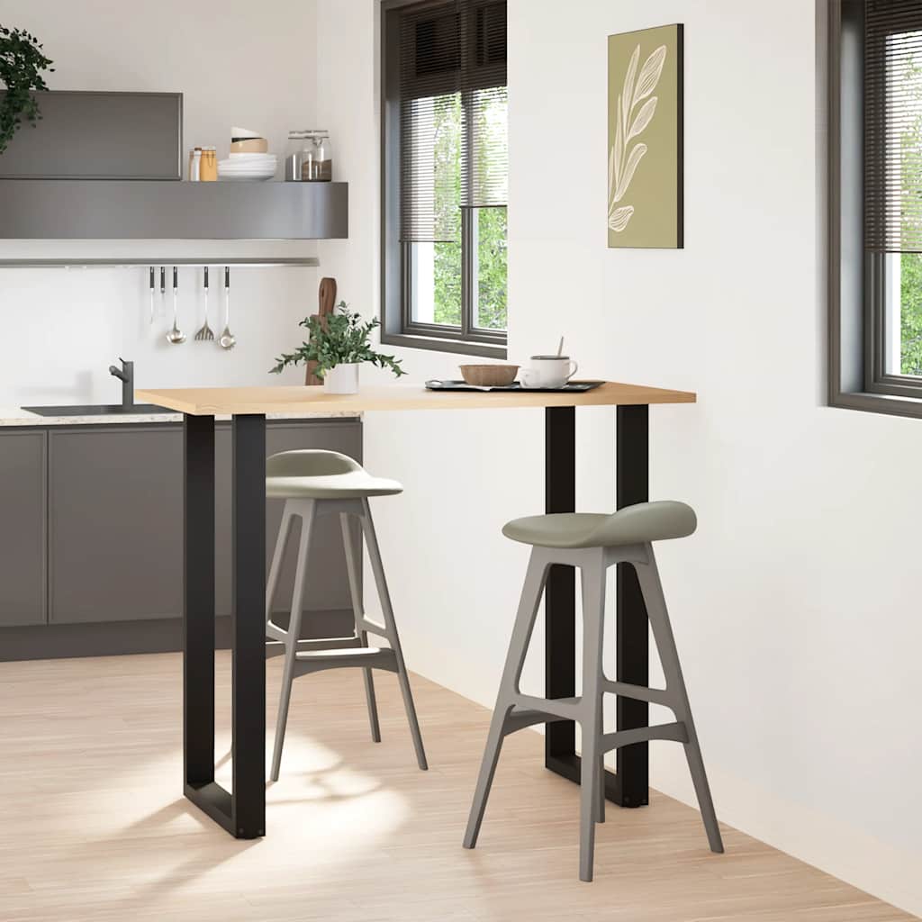 Gambe per tavolo da bar a forma di U 2 pz nere 60x(110-111) cm in acciaio