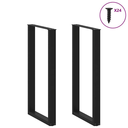 Gambe per tavolo da bar a forma di U 2 pz nere 60x(110-111) cm in acciaio