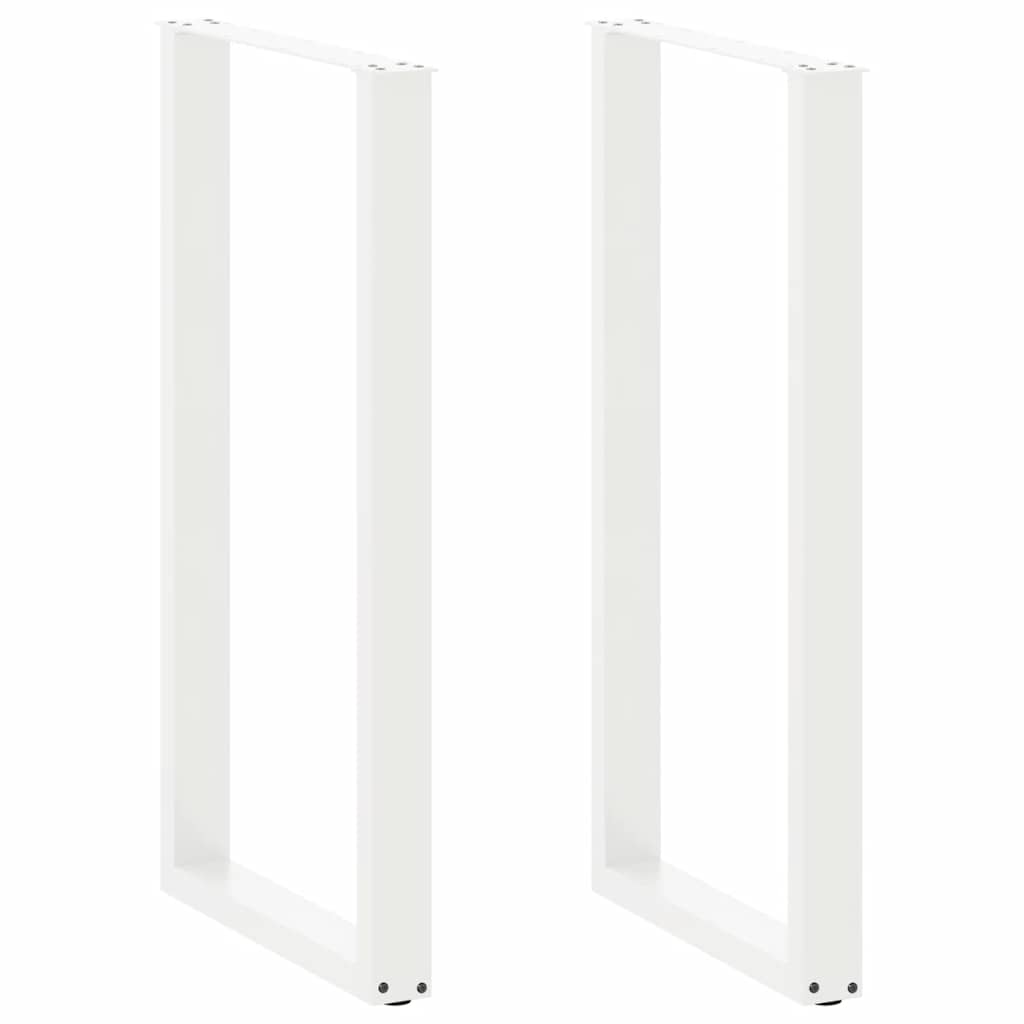 Gambe per tavolo da bar a forma di U 2 pz bianche 60x(110-111) cm in acciaio