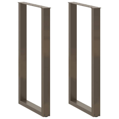 Gambe per tavolo da bar a forma di U 2 pz in acciaio naturale 60x(110-111) cm