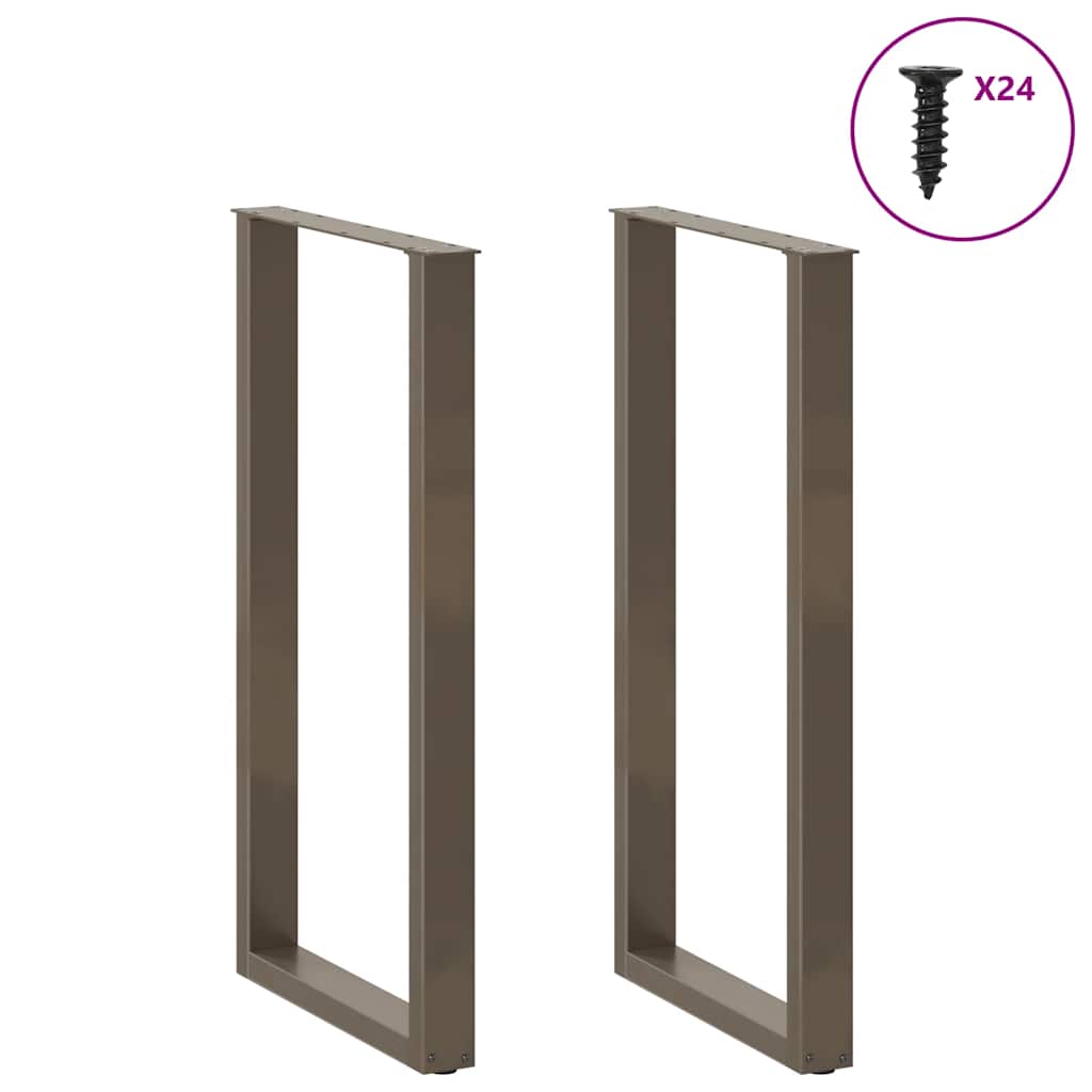 Gambe per tavolo da bar a forma di U 2 pz in acciaio naturale 60x(110-111) cm