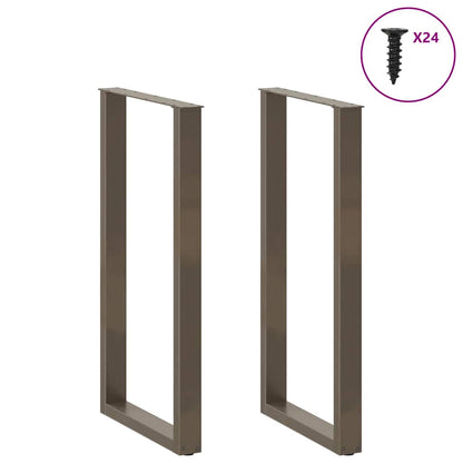 Gambe per tavolo da bar a forma di U 2 pz in acciaio naturale 60x(110-111) cm