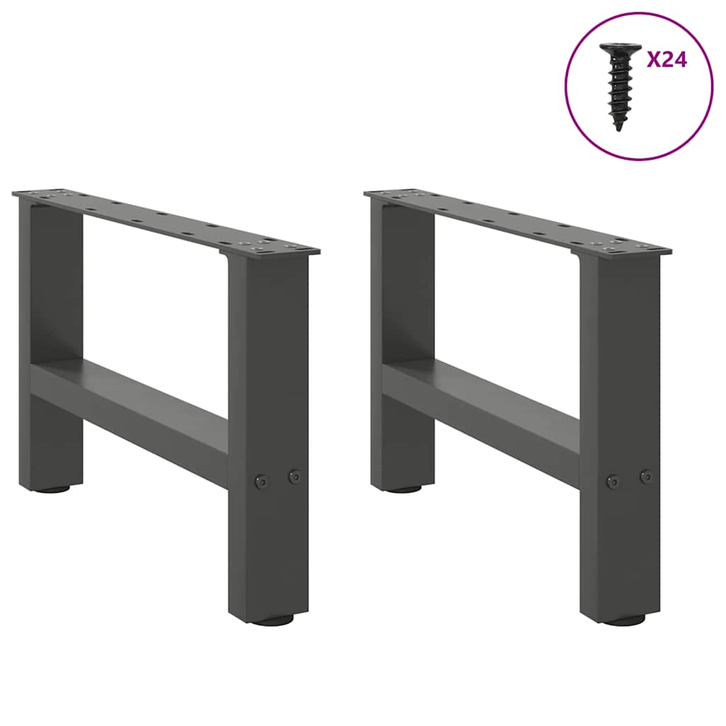 Gambe per Tavolino da CaffÃ¨ Antracite 2 pz 50x(30-31) cm Acciaio