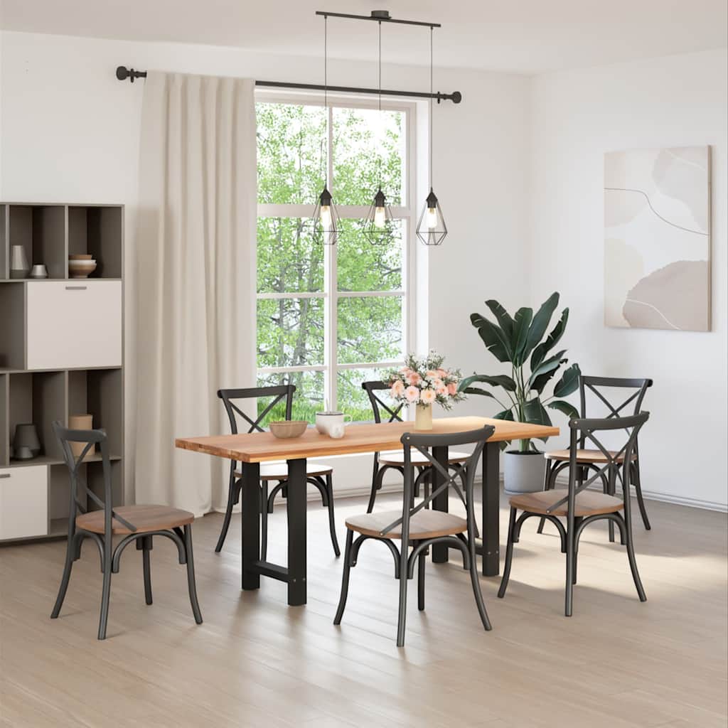 Gambe per tavolo da pranzo nere 2 pz 50x(72-73) cm in acciaio