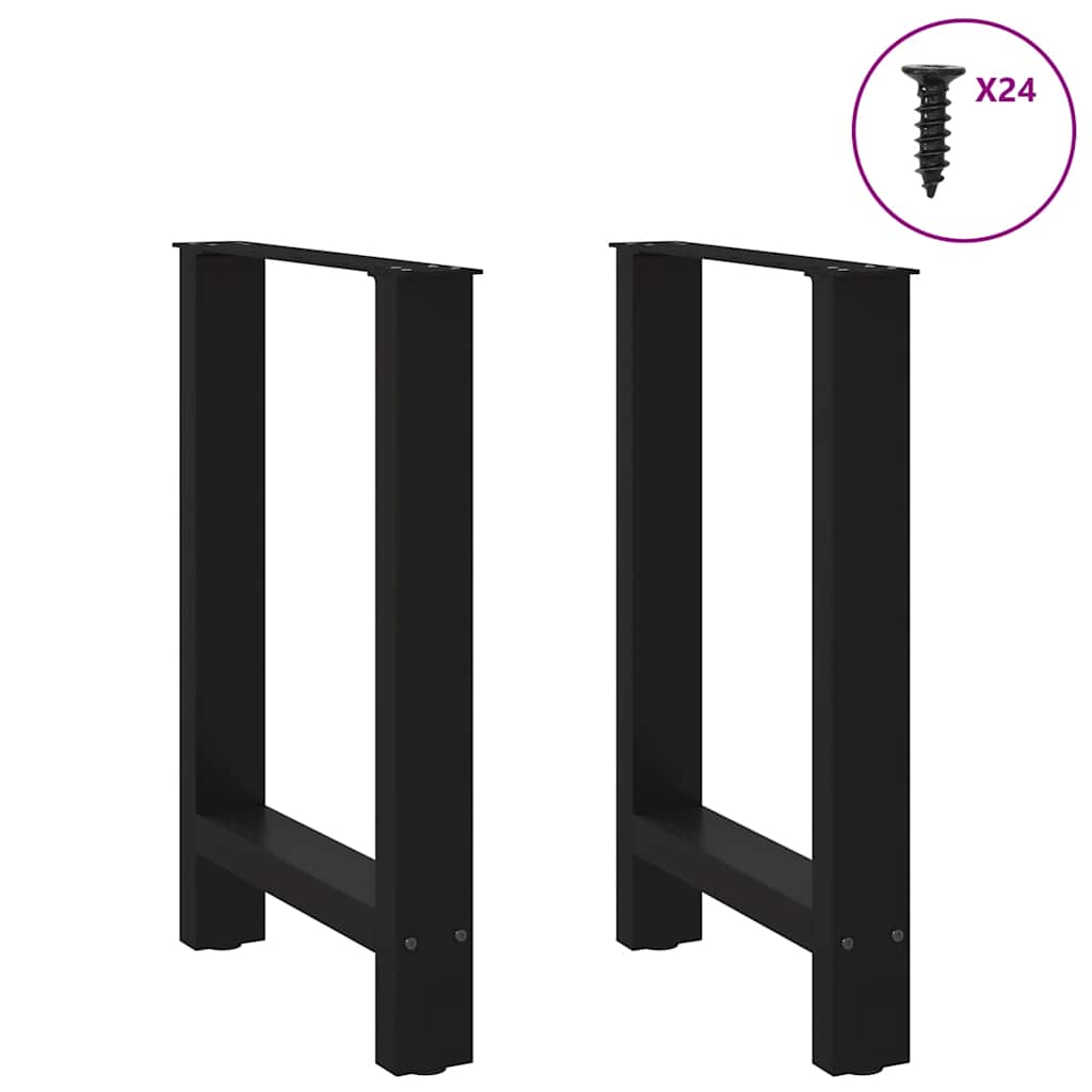 Gambe per tavolo da pranzo nere 2 pz 50x(72-73) cm in acciaio